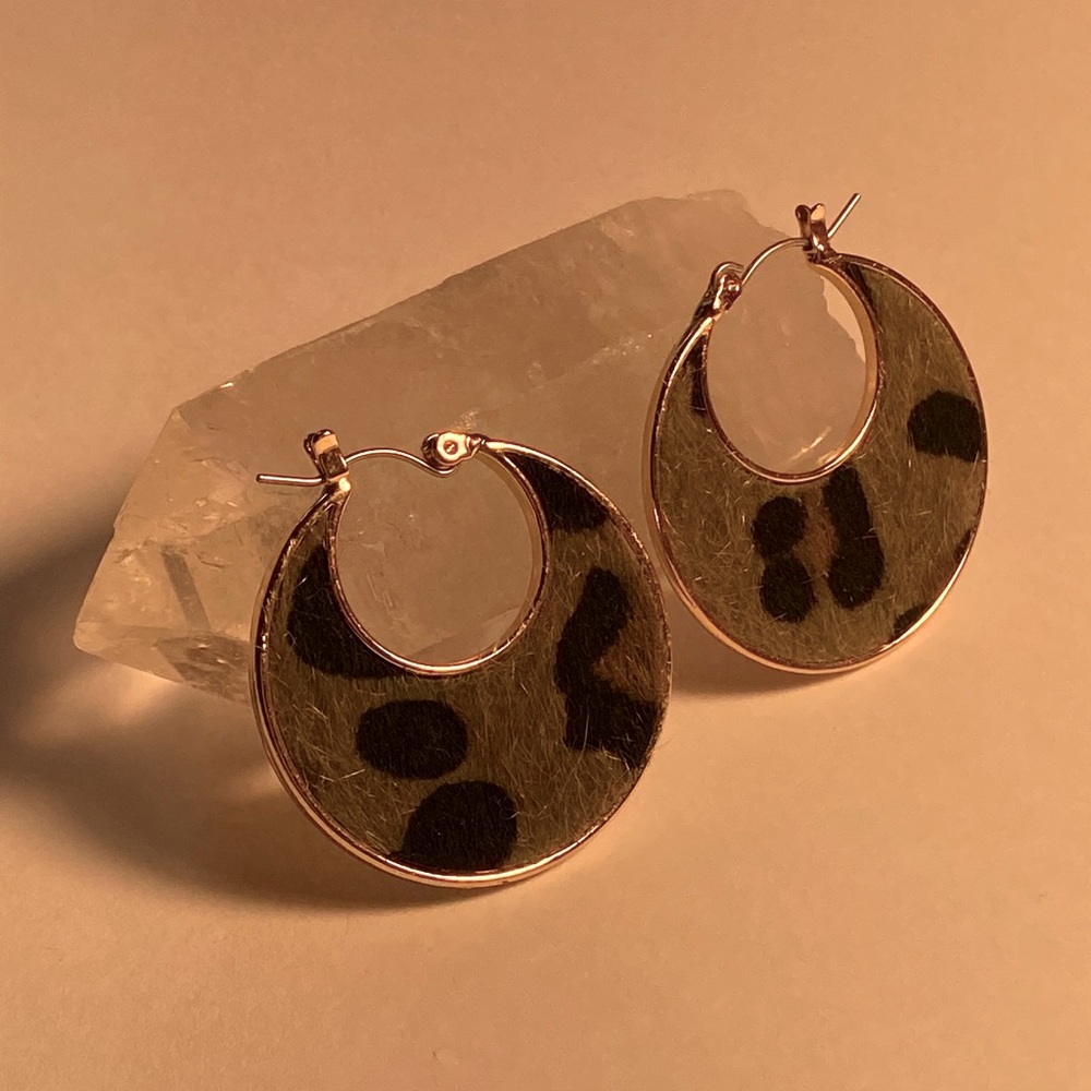 Faux fur animal print earrings